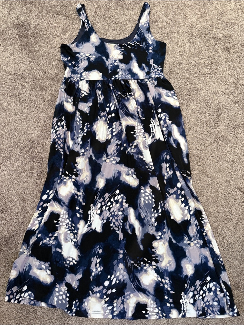 Simply Vera Vera Wang Blue Black White Abstract Print Tank Dress